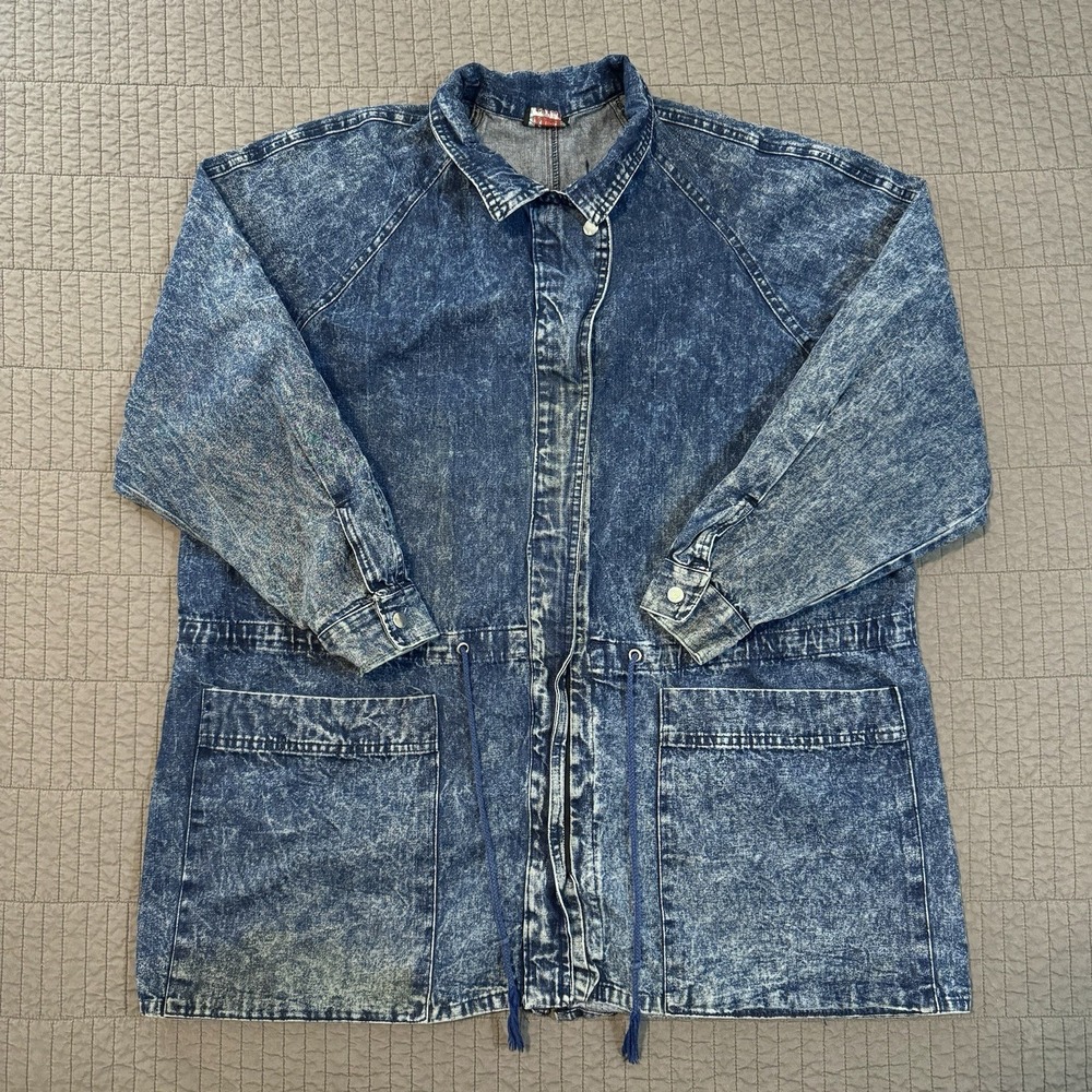 Vtg 80s Dakota Sport Denim Chore Coat Women XL Blue Talon Zip‎ Barn Field Jacket